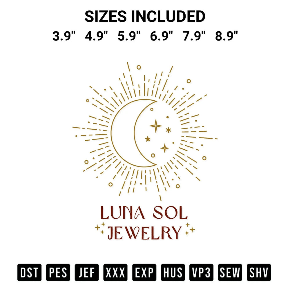 Luna Sol Jewelry Embroidery Design