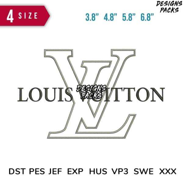 Louis Vuitton monogram embroidery design in 4 sizes, DST PES JEF formats for instant download
