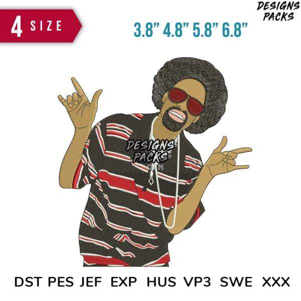 Fun retro man embroidery design in 4 sizes, print-ready DST PES JEF formats for DTG, DTF, tumbler wraps