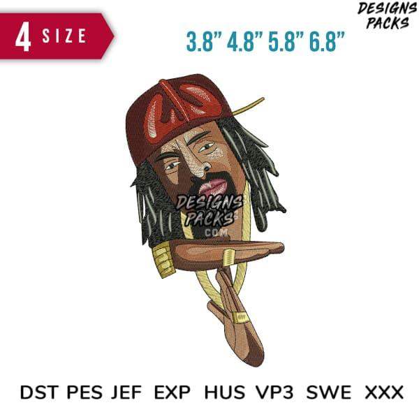 Pirate embroidery design with 4 sizes, compatible with DST PES JEF formats for machine embroidery projects.