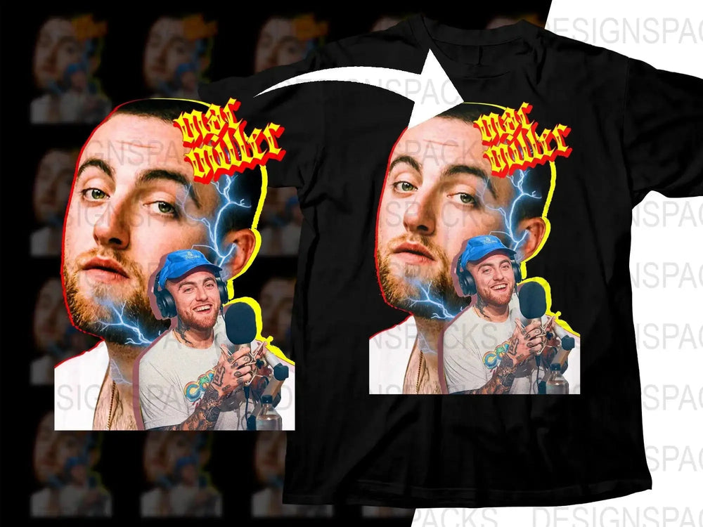 Mac Miller Electrifying Lightning Portrait Graphic Png Digital Download
