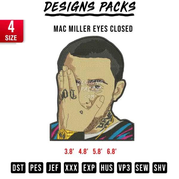 Mac Miller eyes closed Embroidery Design 