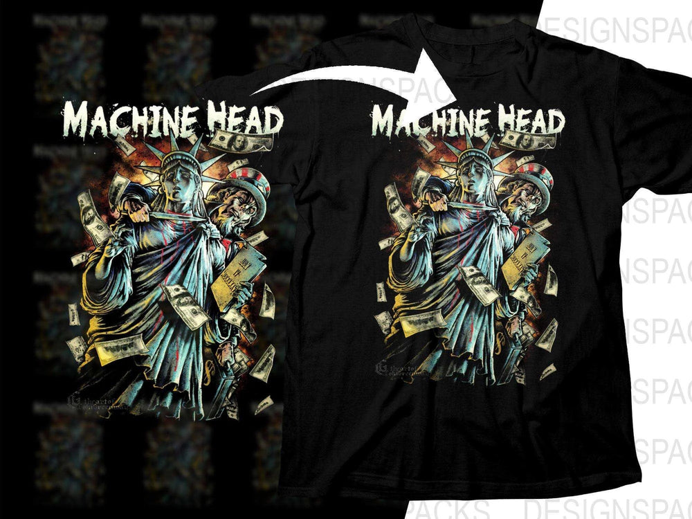 Machine Head Design With Unique Artwork Rock Band Png Halftone Digital Download