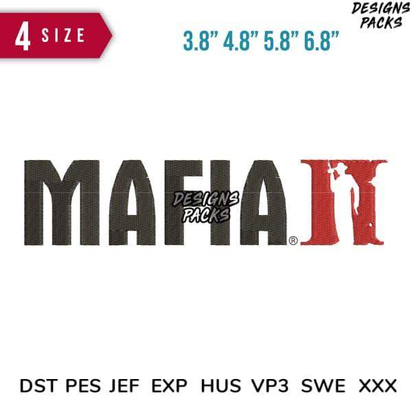 Mafia II embroidery design in 4 sizes, compatible with DST PES JEF formats for instant download