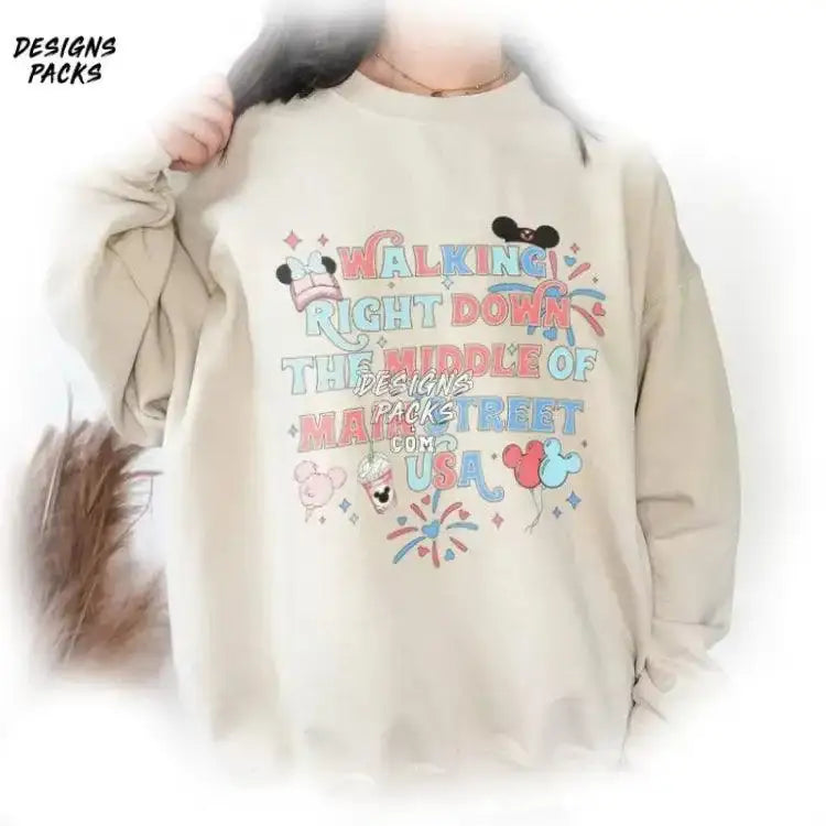Magic Kingdom Main Street Usa Fourth Of July Cartoon Mickey 4Th Sublimation Png Design