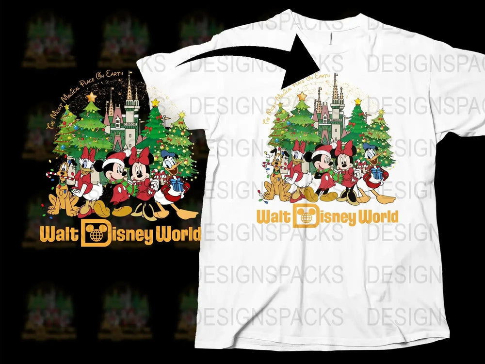 Disney Character T-Shirt, Mickey Mouse and Friends, Christmas at Disney World Design, Unisex Kids and Adult Sizes