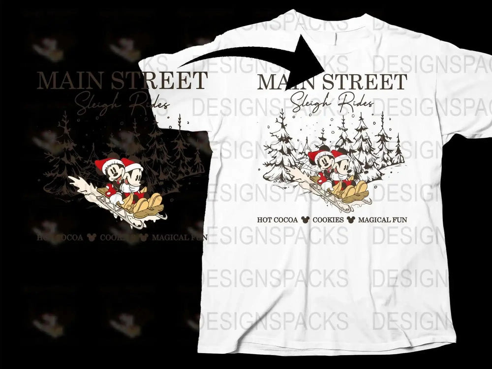 Christmas Santa Sleigh Ride Graphic T-Shirt, Holiday Festive Tee, White Cotton Shirt with Winter Design, Magical Fun Apparel