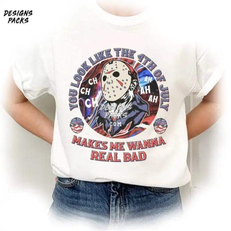 Makes Me Want A Hot Dog Make Wanna Real Bad Jason Voorhees Horror 4Th Of July Png Design