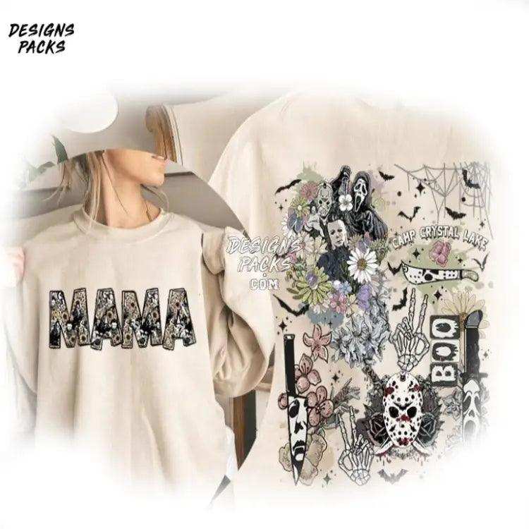Mama Halloween Mom Horror Retro Vibes Movie Png Design