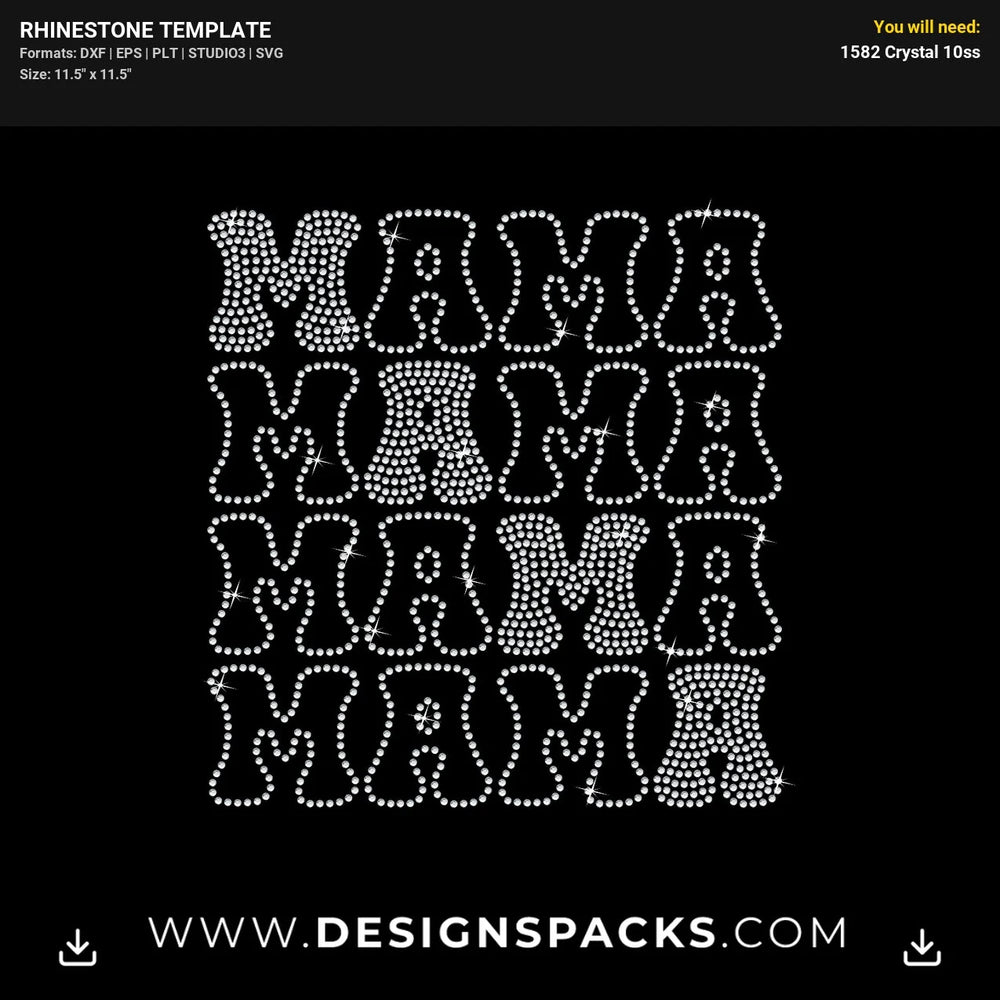 Mama Retro Vintage Boho Rhinestone Digital Template