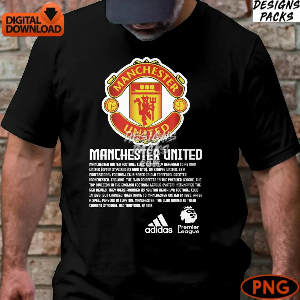 Manchester United Soccer Logo Png Instant Download Football Team Digital Art High-Quality Club