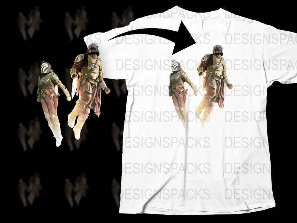 Mandalorian and Boba Fett Star Wars Design Png Digital Download