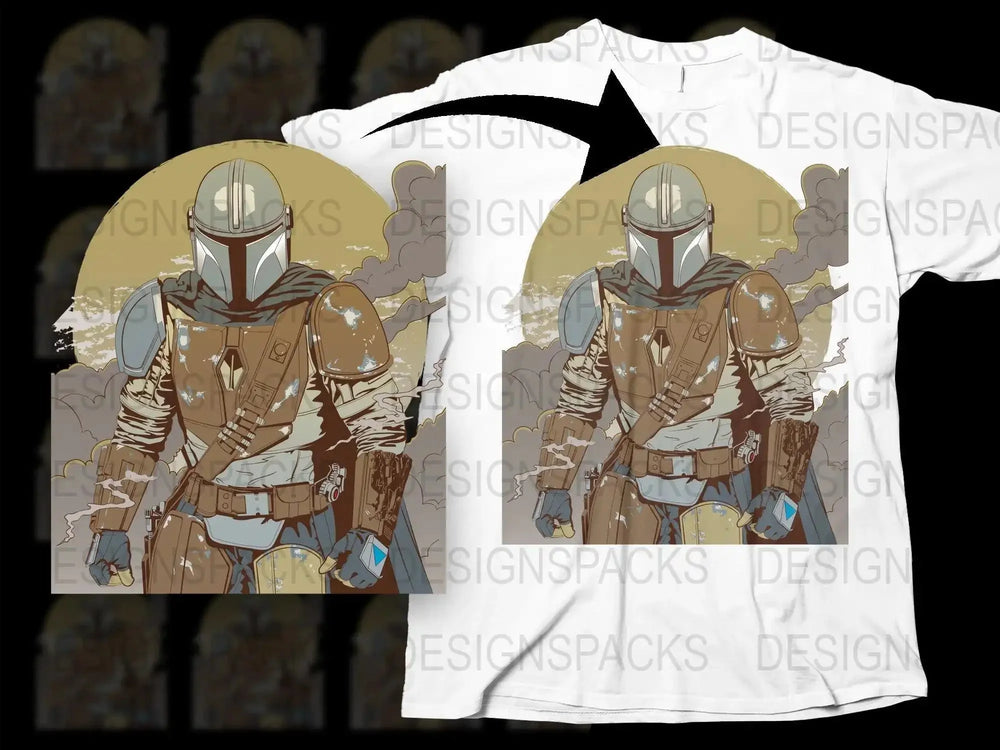 Mandalorian Inspired Graphic Png Digital Download for Sci-Fi Fans