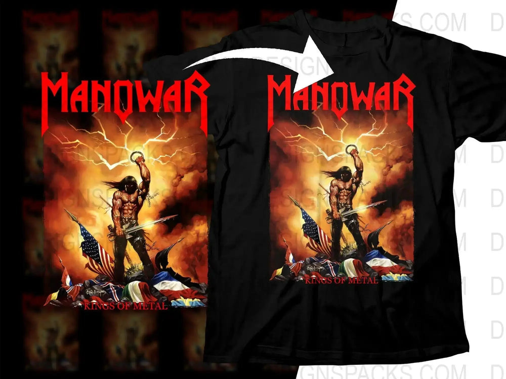 Manowar Epic Fantasy King Of Metal With Lightning Png Halftone Digital Download