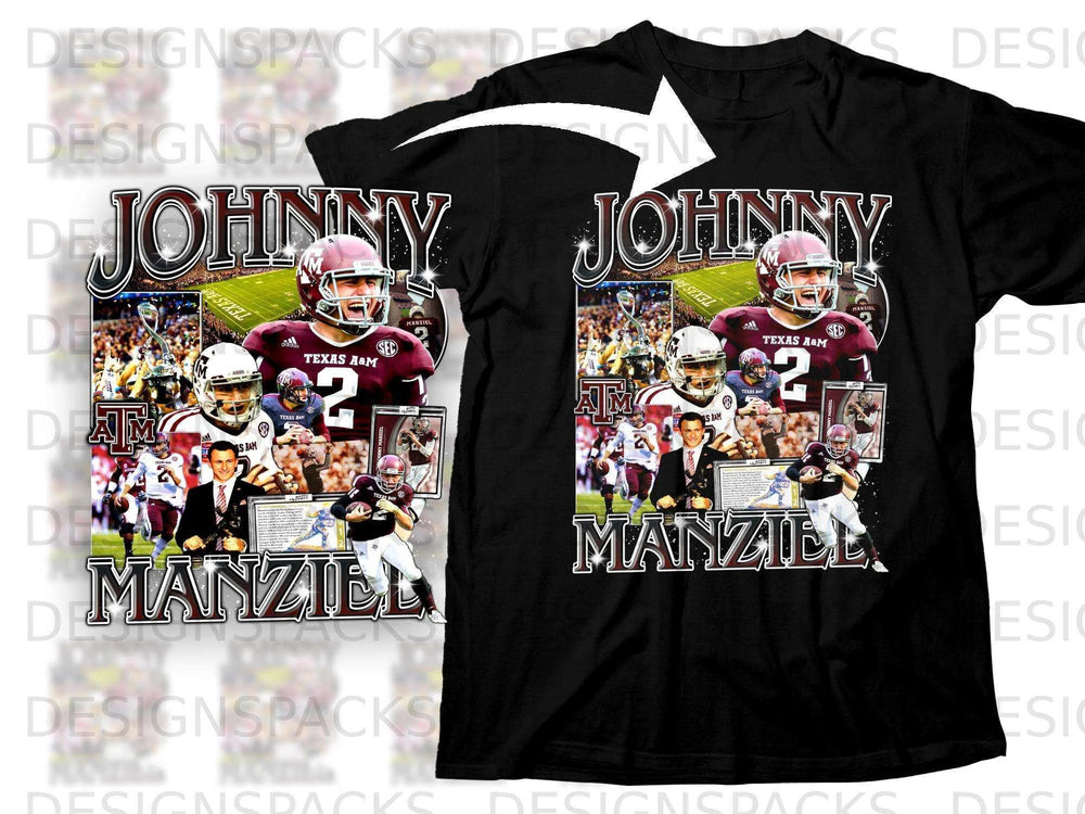 Johnny Manziel Texas A&M Aggies football t-shirt collage.