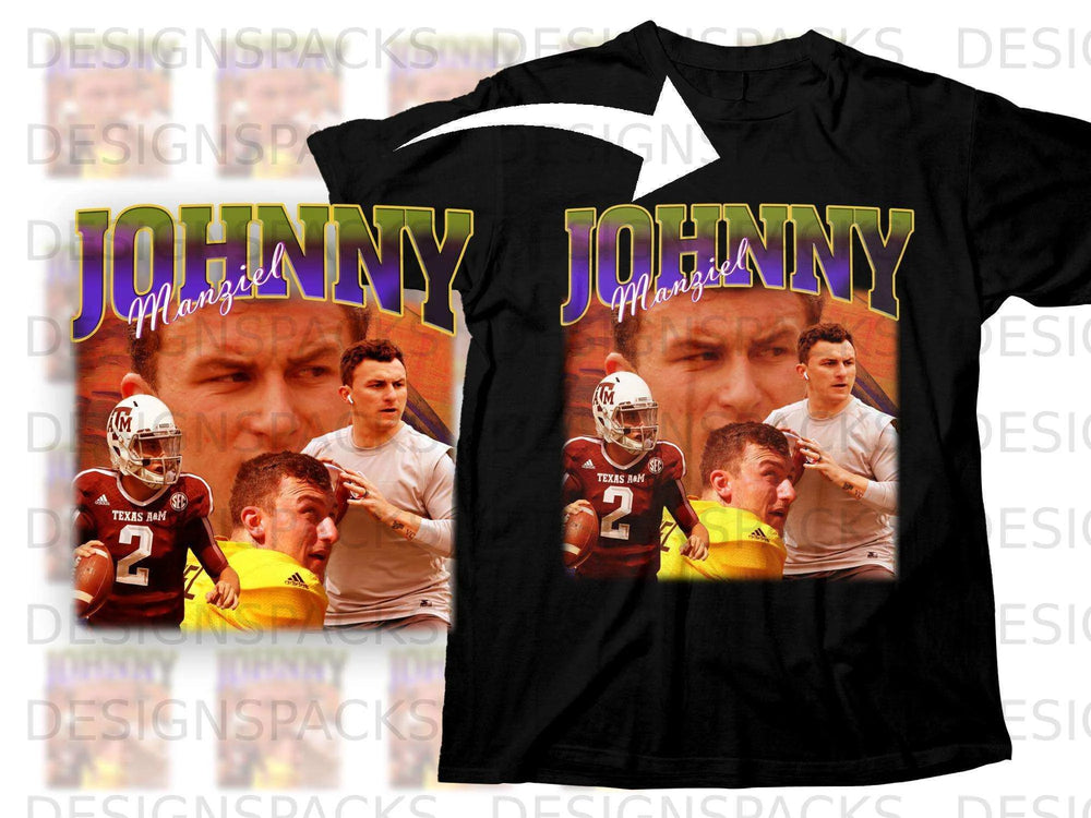 Johnny Manziel Texas A&M football graphic t-shirt.