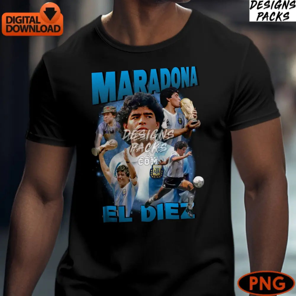 Maradona Tribute Argentina Soccer Legend Digital Print Instant Download Png