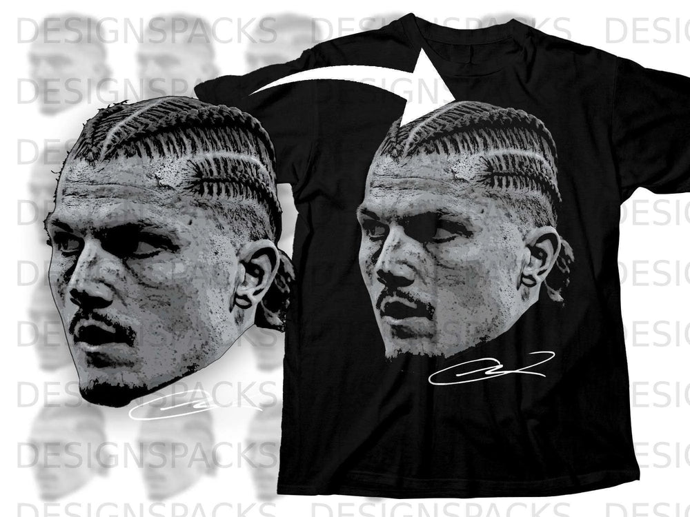 Braided Hair Design Graphic Black T-Shirt with Signature