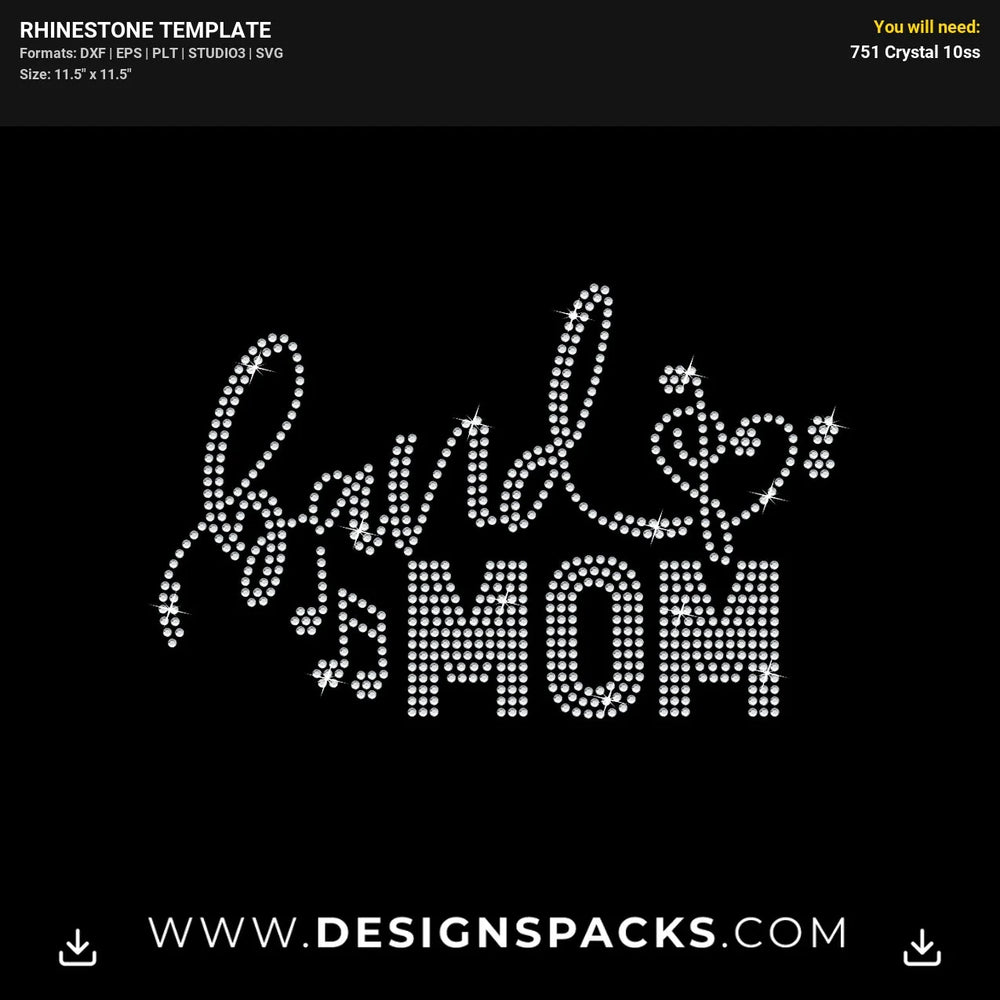 Marching Band Mom Music Pride Shirt Rhinestone Digital Template
