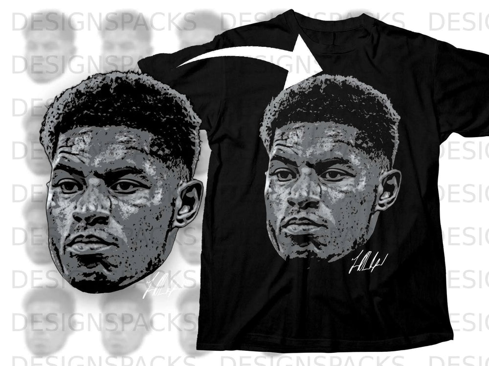 Face Graphic Black Tee with Signature Design