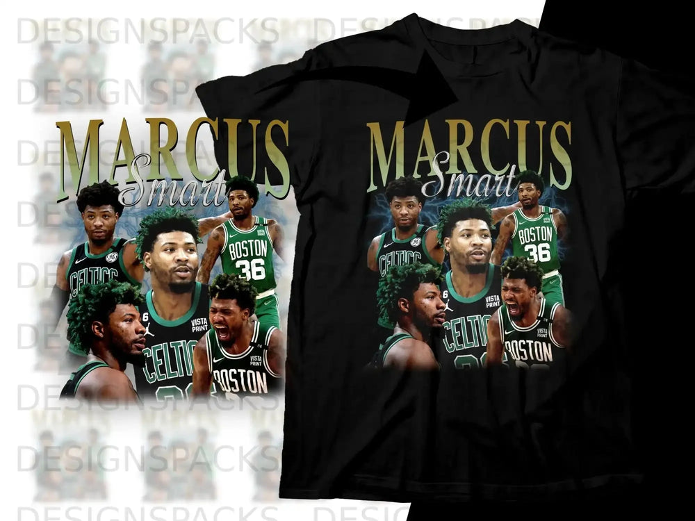 Marcus Smart Boston Celtics graphic t-shirt with player image and text.