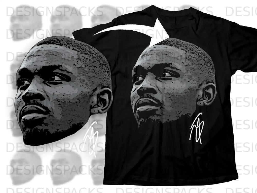 Bold Black Graphic Tee with Face Design Shirt