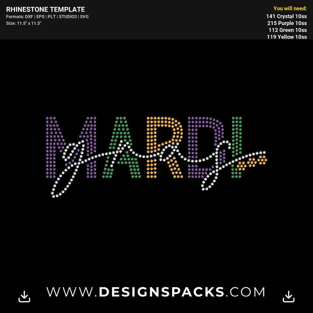 Mardi Gras Beads Rhinestone Digital Template