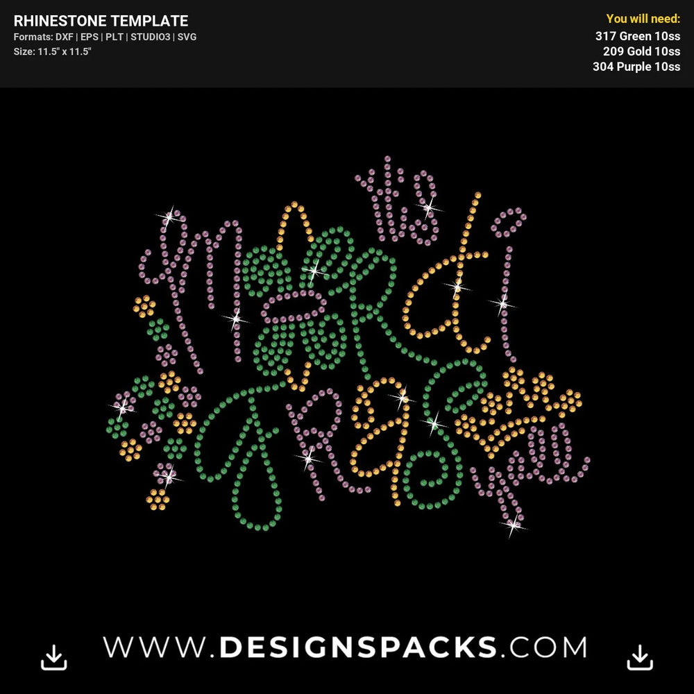 Mardi Gras Yall Rhinestone Digital Template