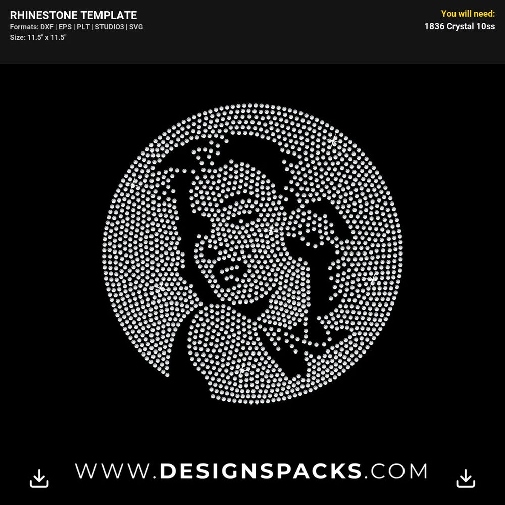 Marilyn Monroe Circle Frame Rhinestone Digital Template