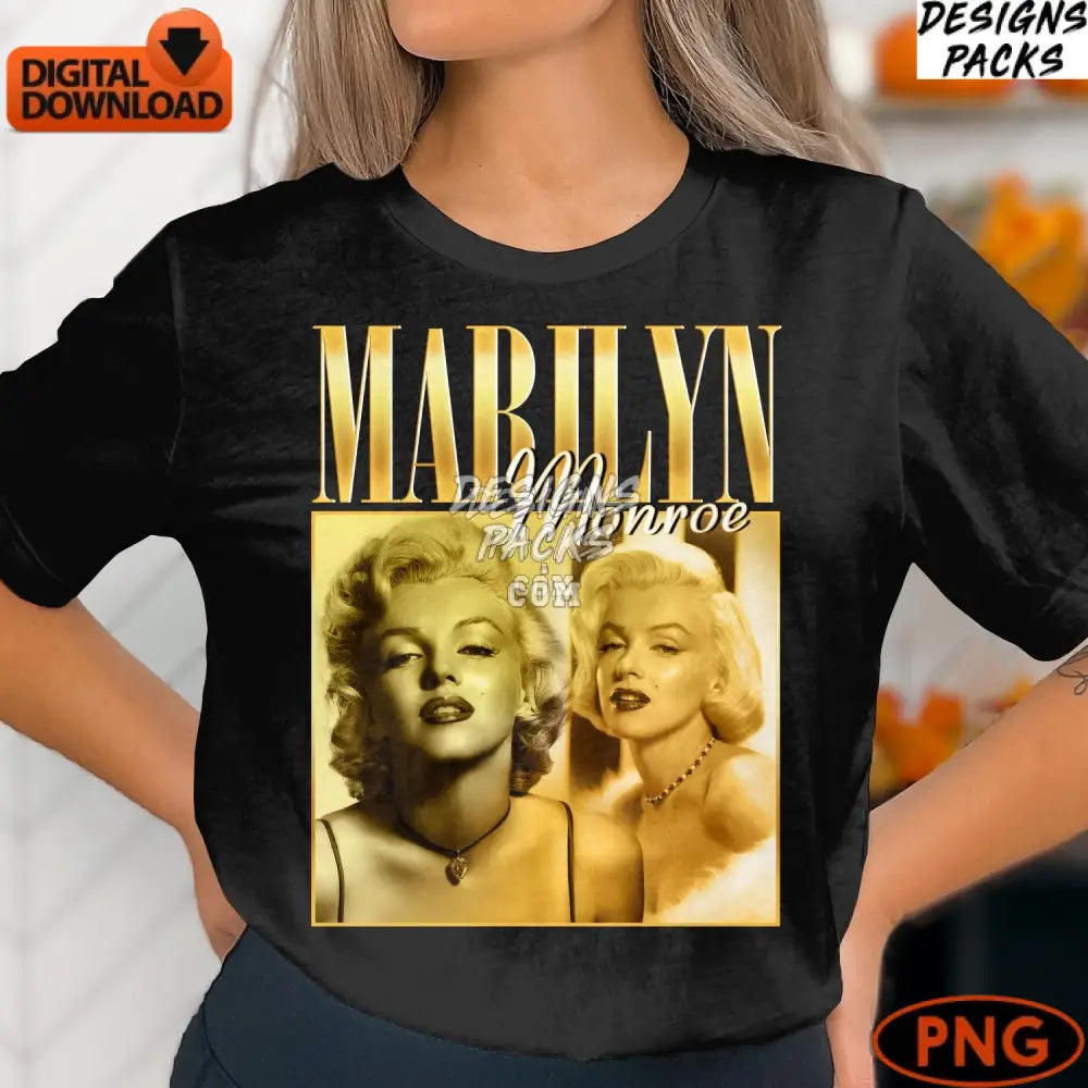 Marilyn Monroe Digital Art Print Vintage Hollywood Icon Retro Movie Star Classic Beauty Instant