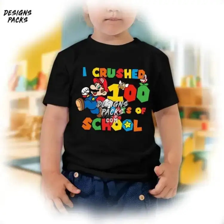 Mario 100 Days Of School Super Kindergarten I Crushed Png Design