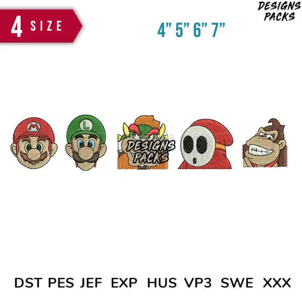 Mario and friend Embroidery Design 