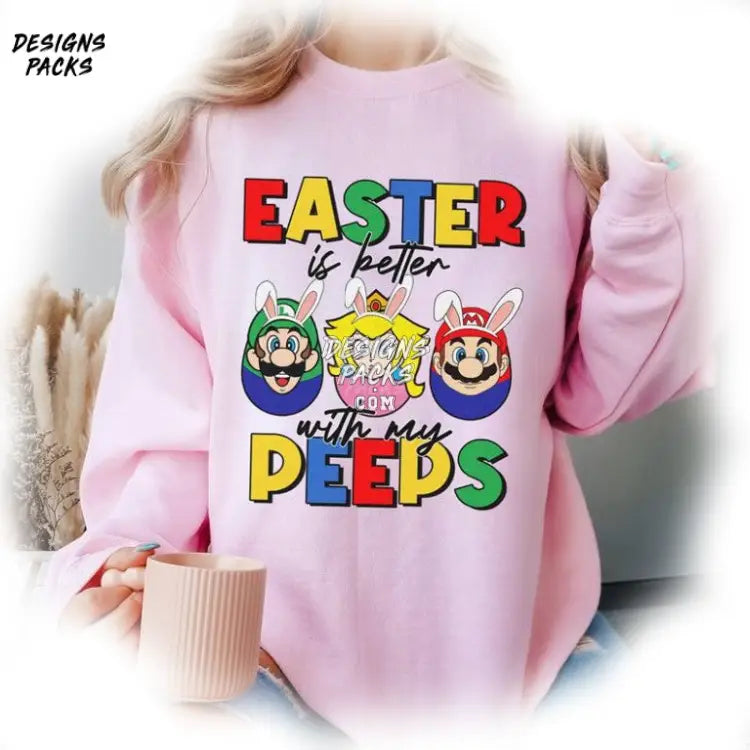 Mario Bros Easter Peach Luigi Super Is Better With My Peeps Png Design