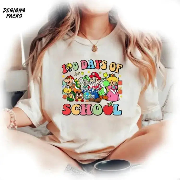 Mario Game 100 Days Of School Teacher Png Design