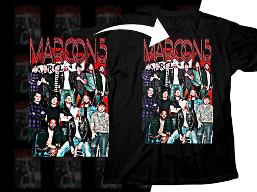 Maroon 5 Group Photo with Red Letters Png Digital Download