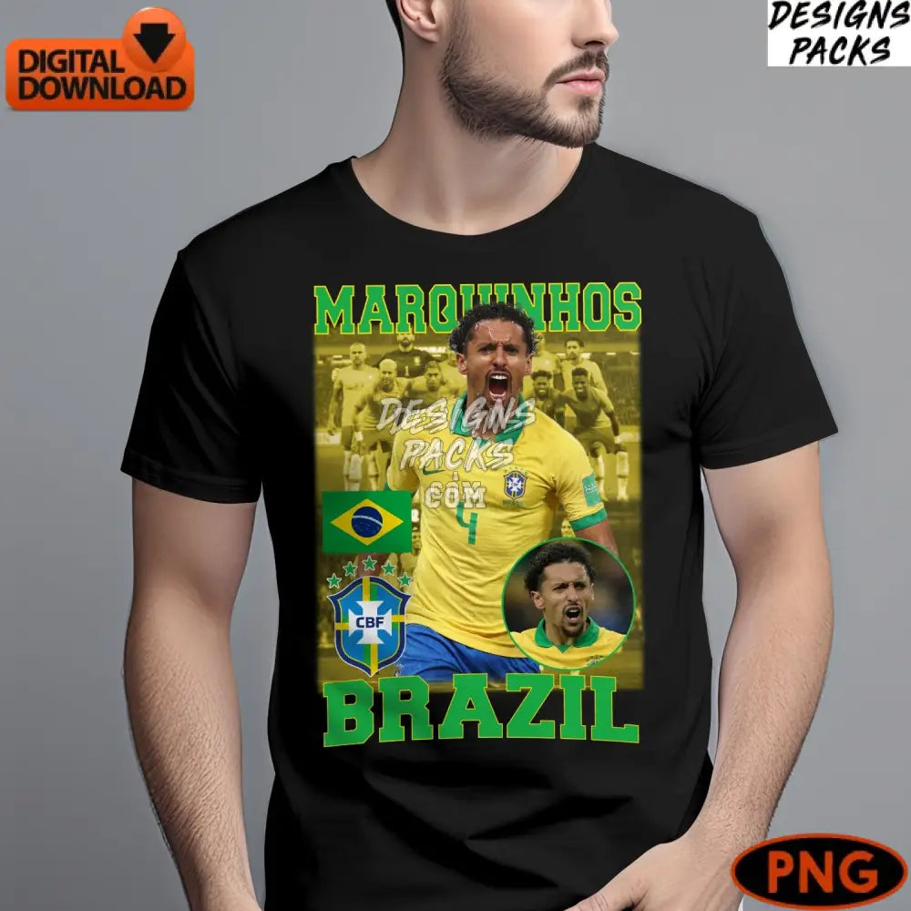 Marquinhos Brazil Soccer Player Digital Instant Download Png
