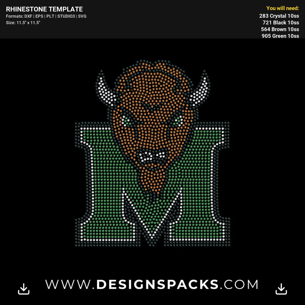 Marshall Herd Buffalo Logo Rhinestone Digital Template