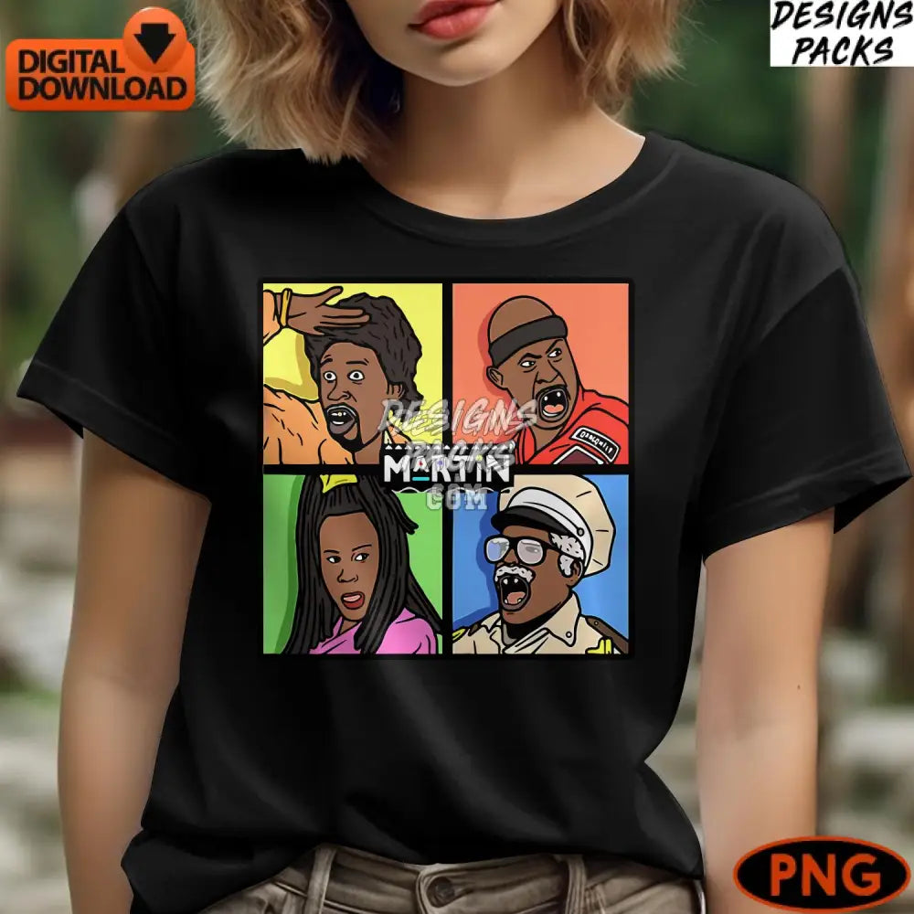 Martin Tv Show Characters Digital Art Instant Download Png Colorful 90S Sitcom Illustration