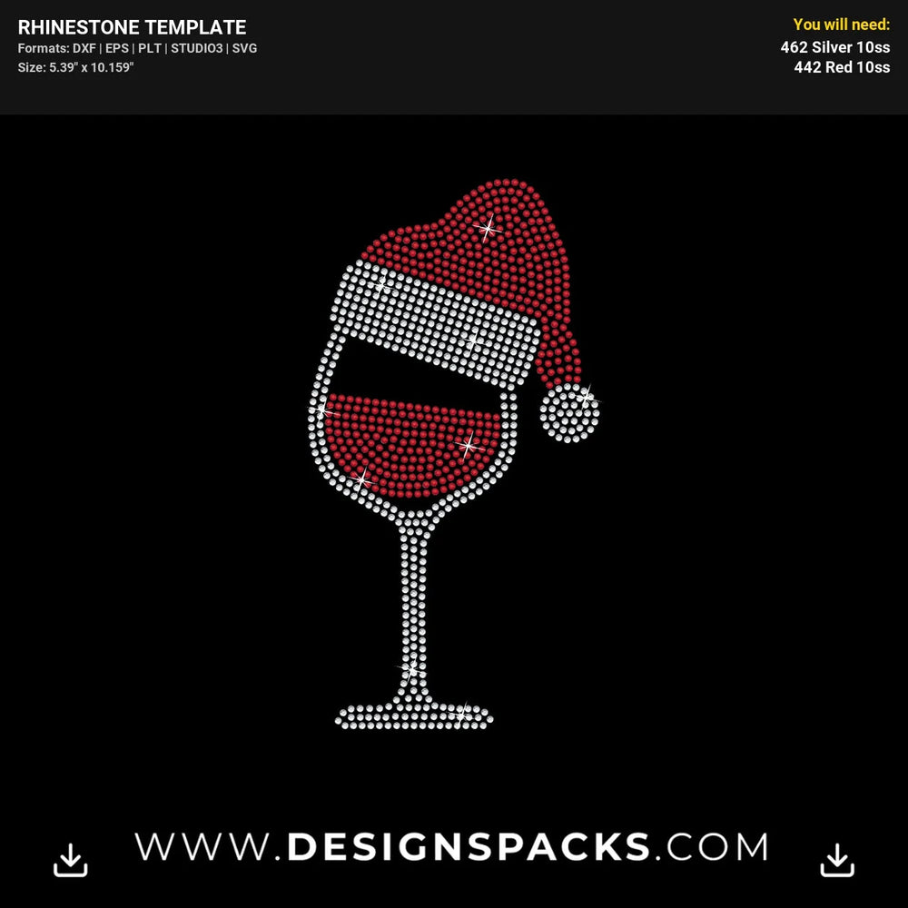 Martini Santa Rhinestone Digital Template