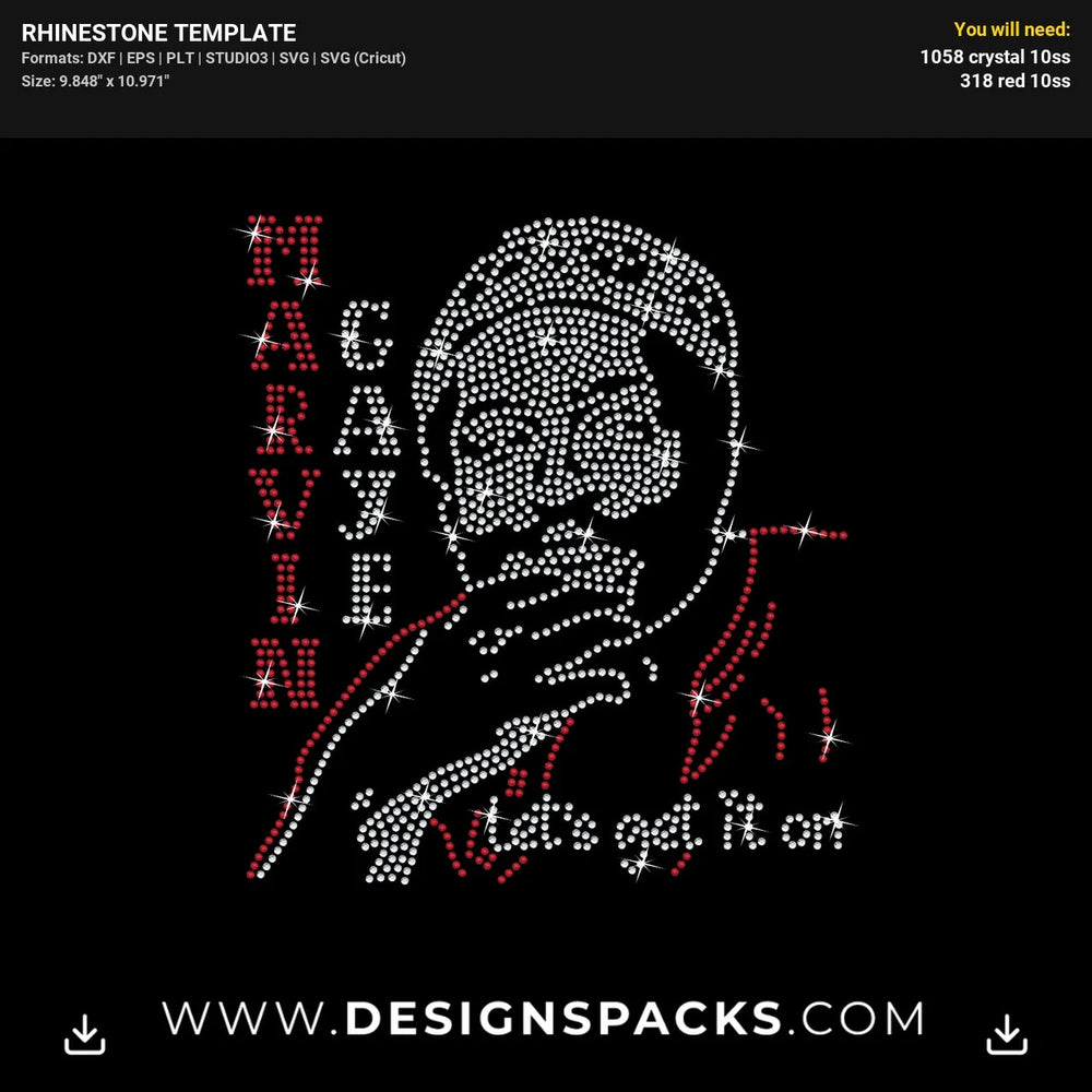 Marvin Gaye Rhinestone Digital Template