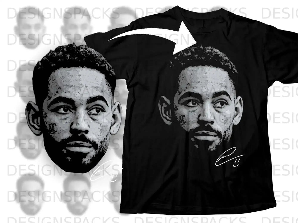 Realistic Face Graphic Tee Shirt with Signature Design