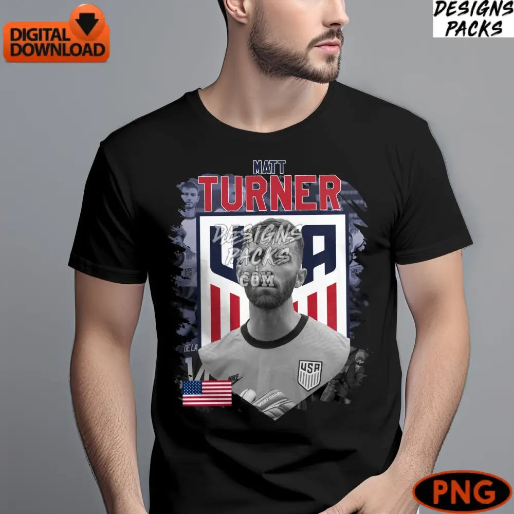 Matt Turner Usa Soccer Player Digital Art Print Patriotic Sports Instant Download Png