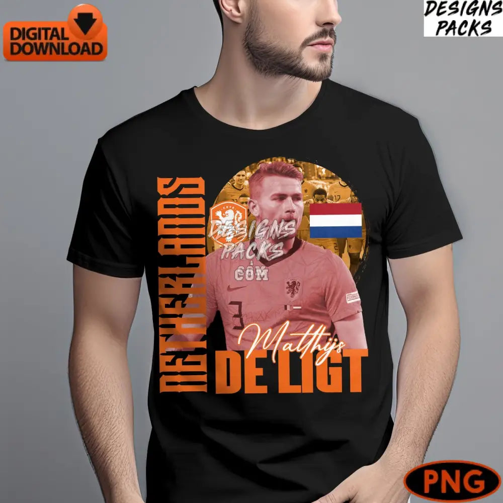 Matthijs De Ligt Digital Art Netherlands Football Player Instant Download Png
