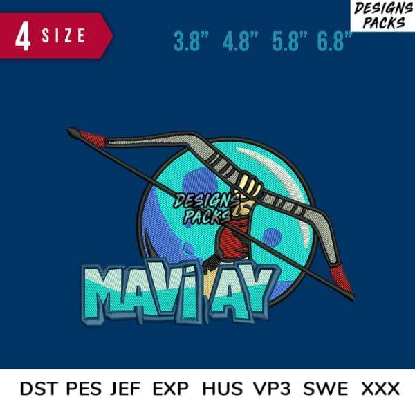 Mavi Ay archery design in 4 sizes, embroidery formats DST PES JEF EXP for instant download
