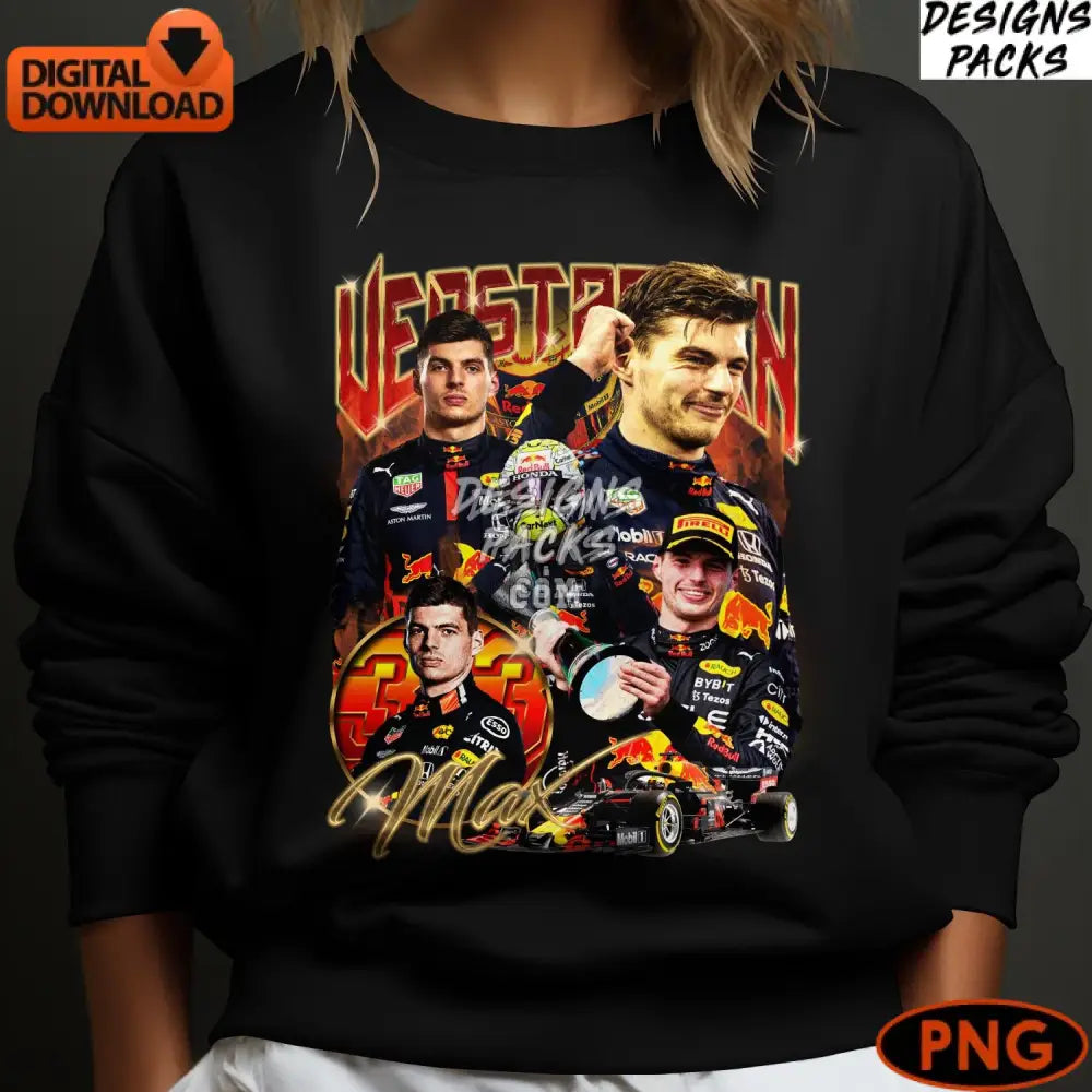 Max Verstappen F1 Racing Champion Digital Art Instant Download Sports Memorabilia Png File