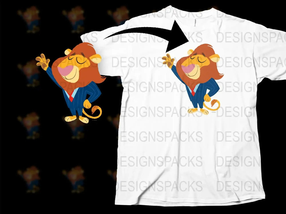 Cartoon Lion King Inspired Graphic T-Shirt, Kids and Adults White Tee, Fun Animal Character Top