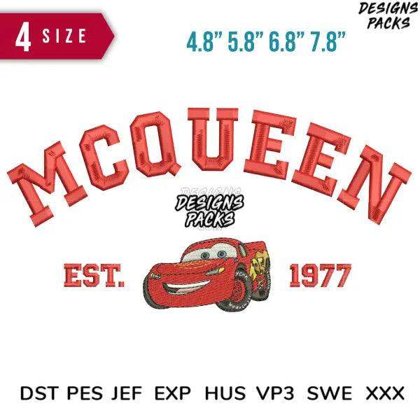 Mc Queen B Embroidery Design 4.8" 5.8" 6.8" 7.8"