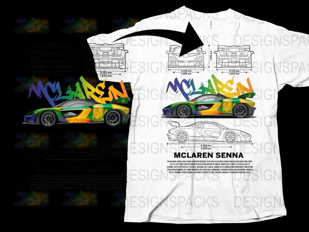 McLaren Senna Racing Car T-Shirt, Colorful Graphic Tee, Motorsport Apparel, Gift for Car Enthusiasts, Unisex Fashion