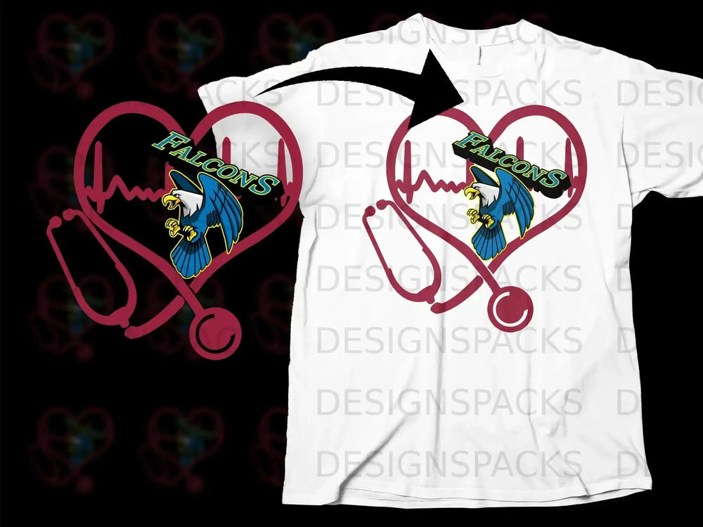 Falcons Stethoscope Heartbeat Design T-shirt
