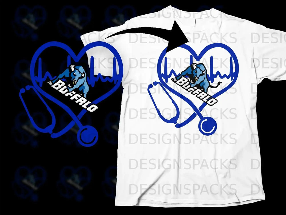 Buffalo Heartbeat Stethoscope Design T-shirt